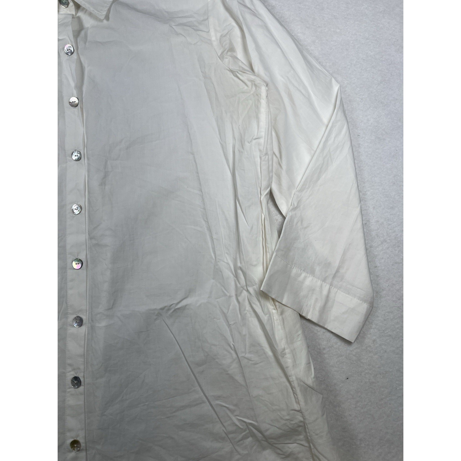 Honest Cotton White Button Up Shirt Dress One Size Euc — image 3 of 8